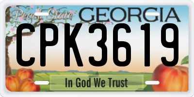 GA license plate CPK3619