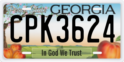 GA license plate CPK3624