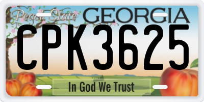 GA license plate CPK3625