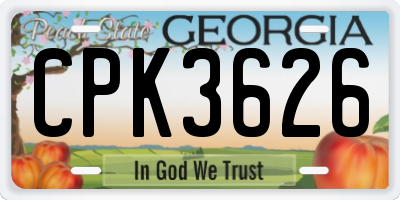 GA license plate CPK3626