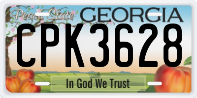 GA license plate CPK3628