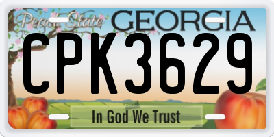 GA license plate CPK3629