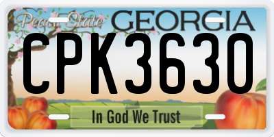 GA license plate CPK3630