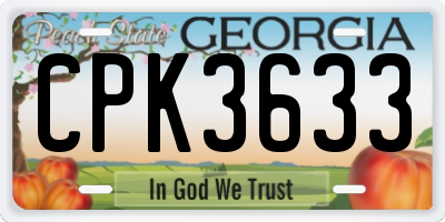 GA license plate CPK3633