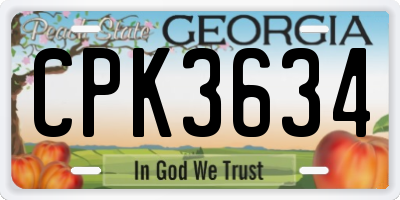 GA license plate CPK3634