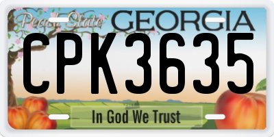 GA license plate CPK3635
