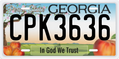 GA license plate CPK3636