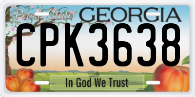 GA license plate CPK3638