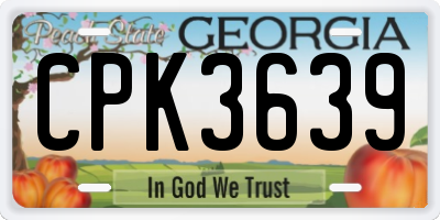 GA license plate CPK3639