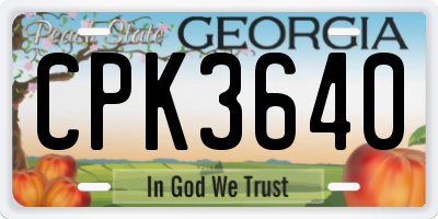 GA license plate CPK3640