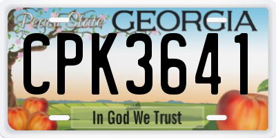 GA license plate CPK3641