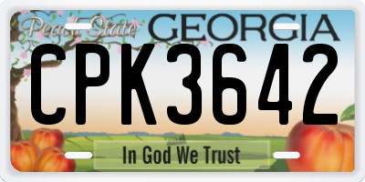 GA license plate CPK3642