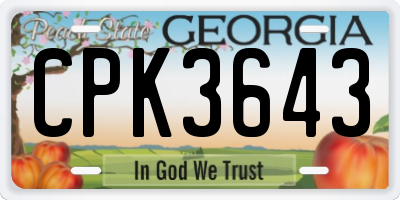 GA license plate CPK3643
