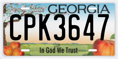 GA license plate CPK3647