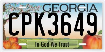 GA license plate CPK3649