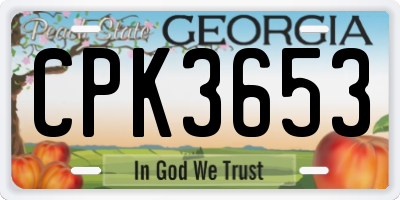 GA license plate CPK3653