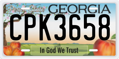 GA license plate CPK3658