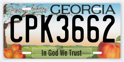GA license plate CPK3662