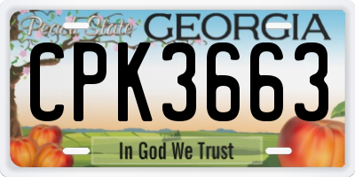 GA license plate CPK3663