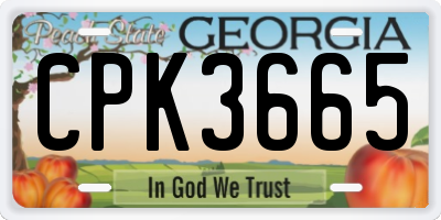 GA license plate CPK3665