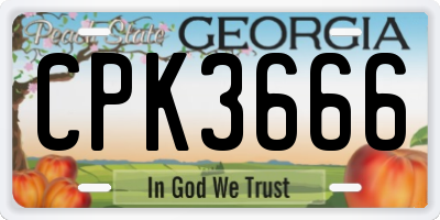 GA license plate CPK3666