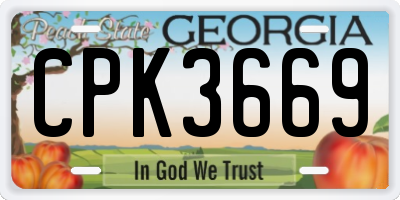 GA license plate CPK3669