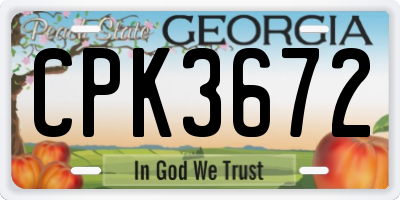 GA license plate CPK3672