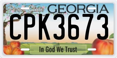 GA license plate CPK3673