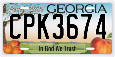 GA license plate CPK3674
