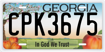 GA license plate CPK3675