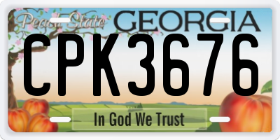 GA license plate CPK3676