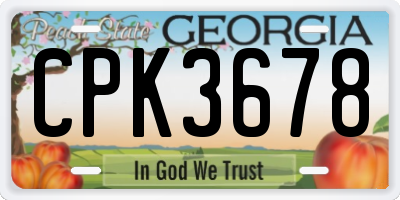 GA license plate CPK3678