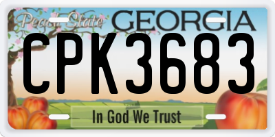 GA license plate CPK3683