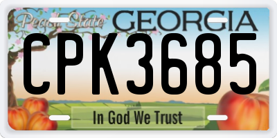 GA license plate CPK3685