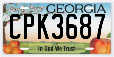 GA license plate CPK3687