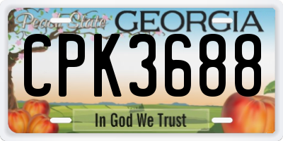 GA license plate CPK3688