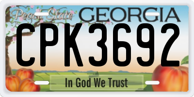 GA license plate CPK3692