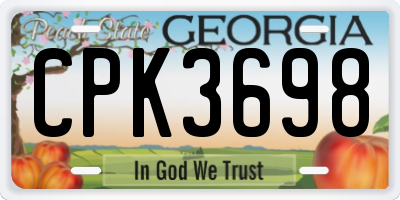 GA license plate CPK3698