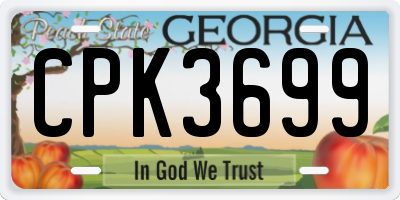 GA license plate CPK3699