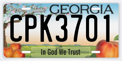 GA license plate CPK3701
