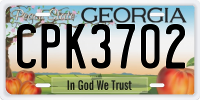 GA license plate CPK3702