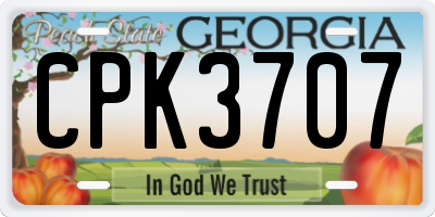 GA license plate CPK3707