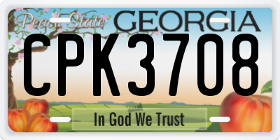 GA license plate CPK3708
