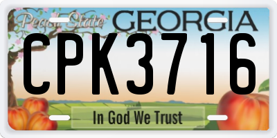 GA license plate CPK3716