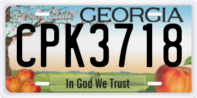 GA license plate CPK3718