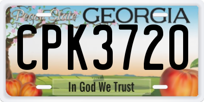 GA license plate CPK3720