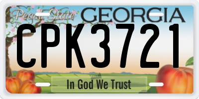 GA license plate CPK3721