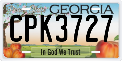 GA license plate CPK3727