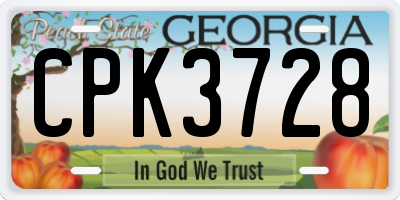 GA license plate CPK3728