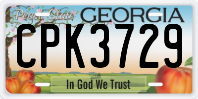 GA license plate CPK3729